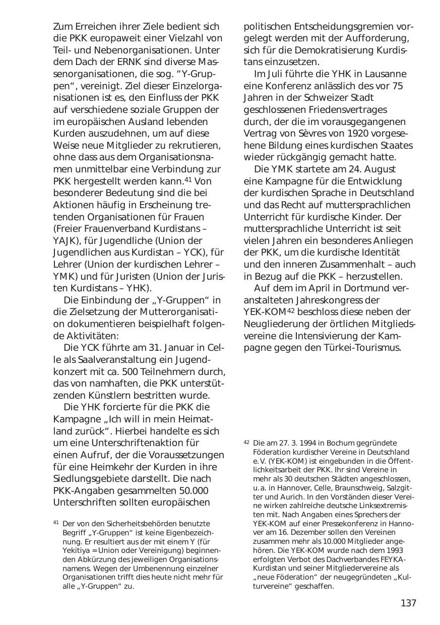 Seite 137 des Verfassungsschutzbericht 1998 Niedersachsen