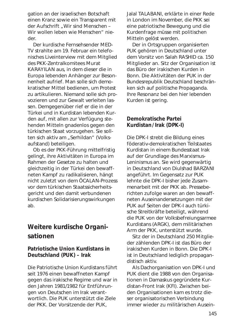 Seite 145 des Verfassungsschutzbericht 1998 Niedersachsen