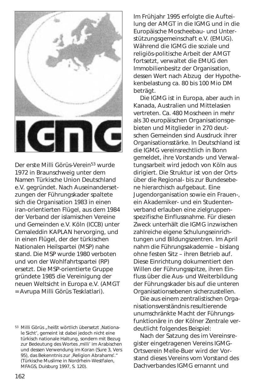 Seite 162 des Verfassungsschutzbericht 1998 Niedersachsen
