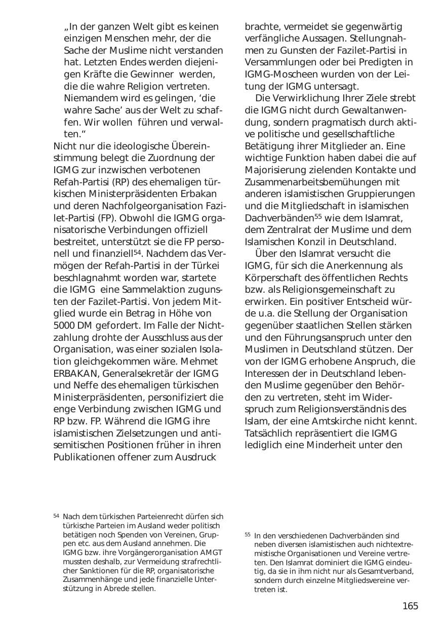 Seite 165 des Verfassungsschutzbericht 1998 Niedersachsen