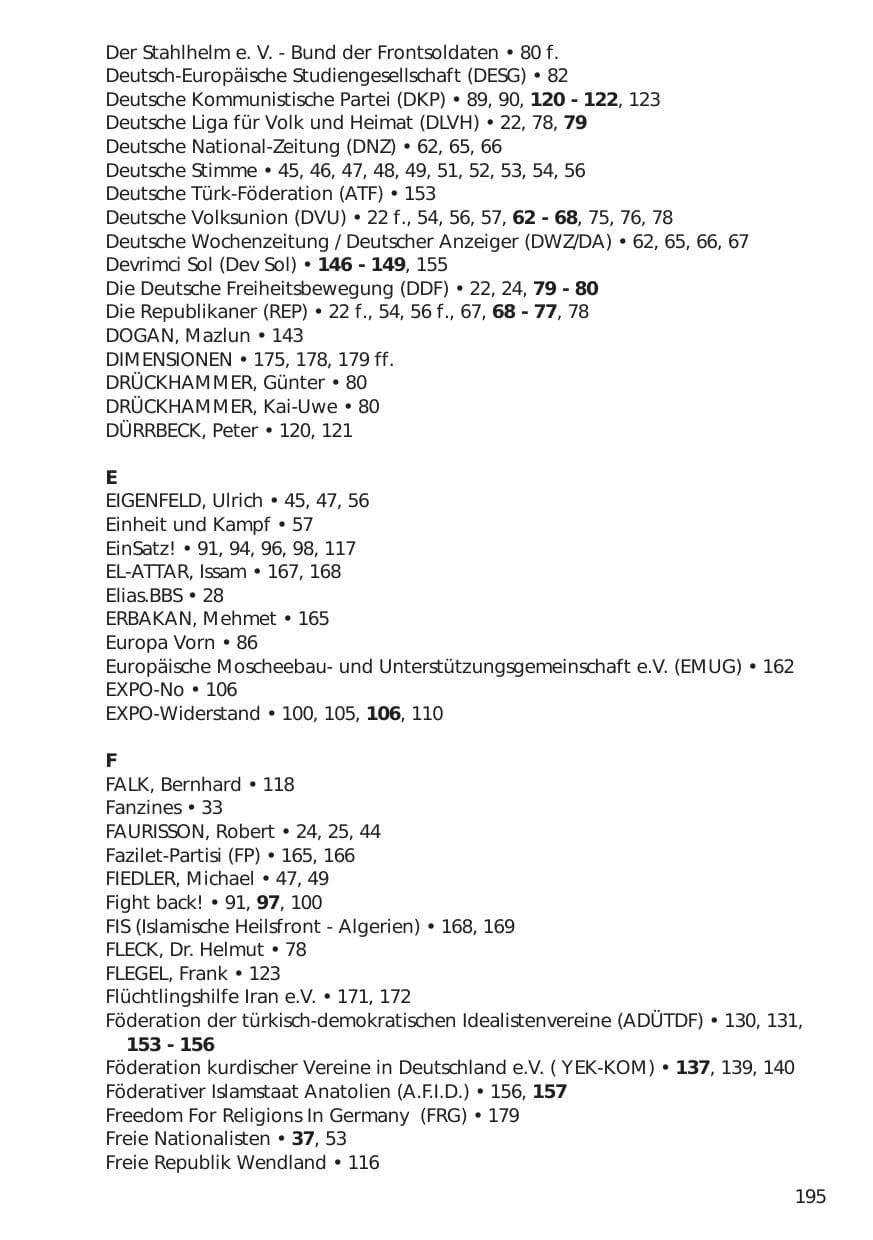 Seite 195 des Verfassungsschutzbericht 1998 Niedersachsen