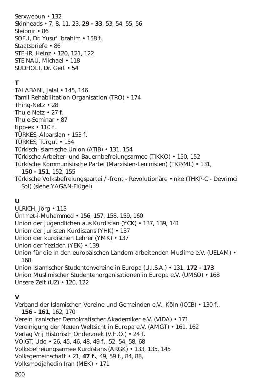 Seite 200 des Verfassungsschutzbericht 1998 Niedersachsen