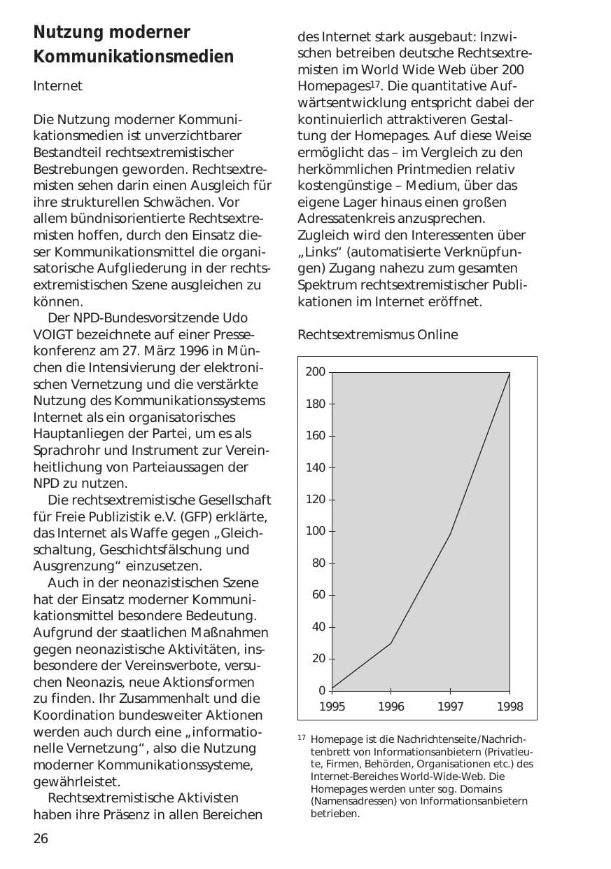 Seite 26 des Verfassungsschutzbericht 1998 Niedersachsen