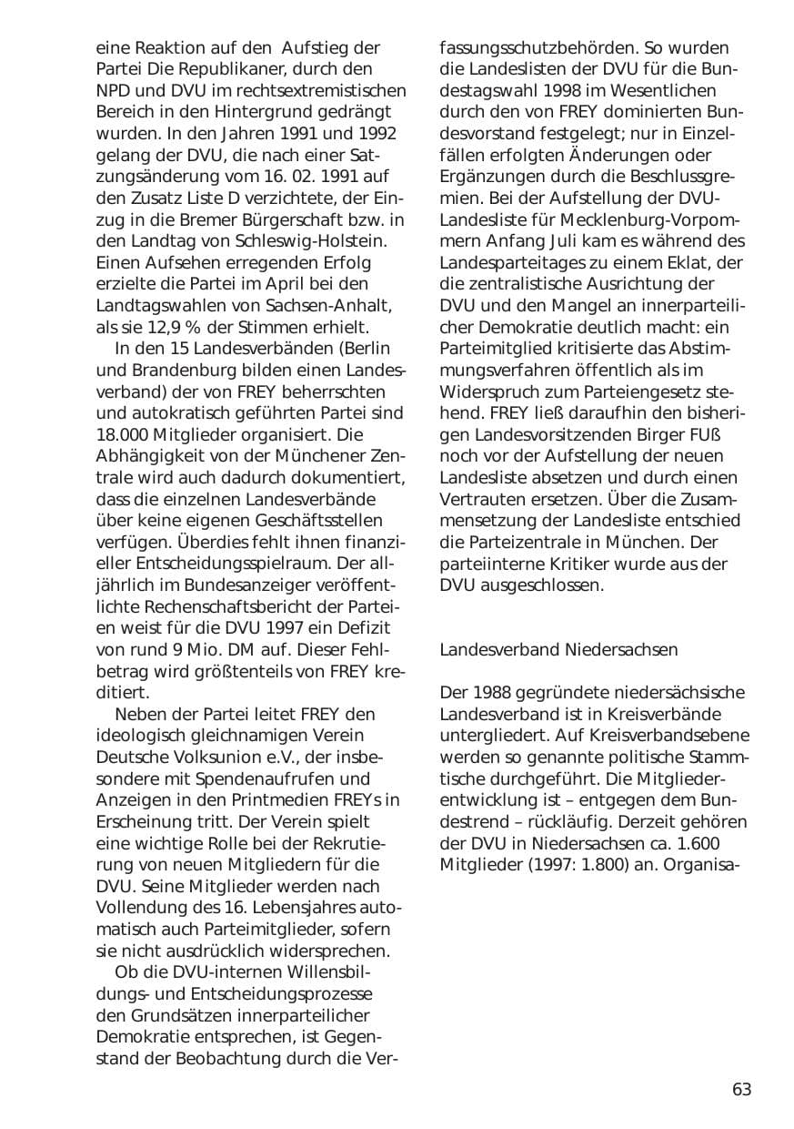 Seite 63 des Verfassungsschutzbericht 1998 Niedersachsen