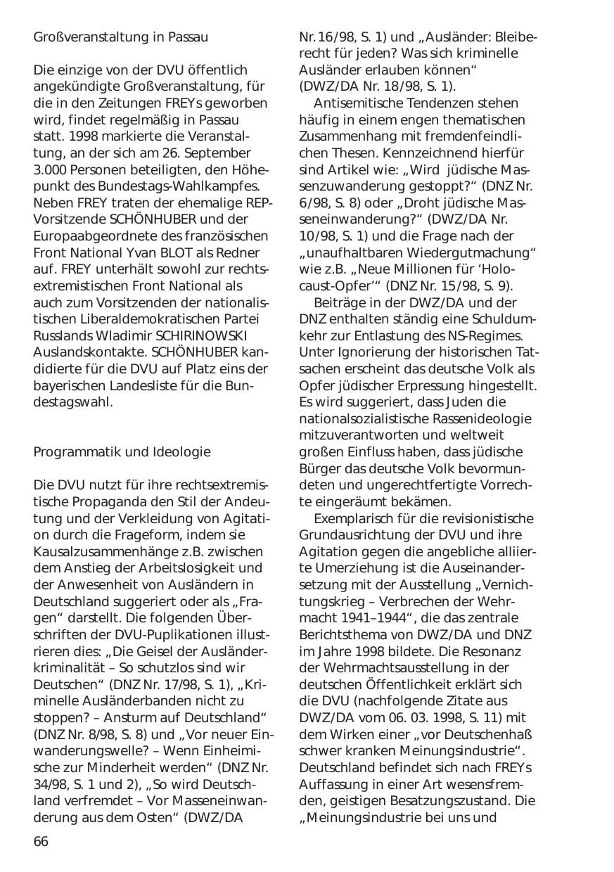 Seite 66 des Verfassungsschutzbericht 1998 Niedersachsen