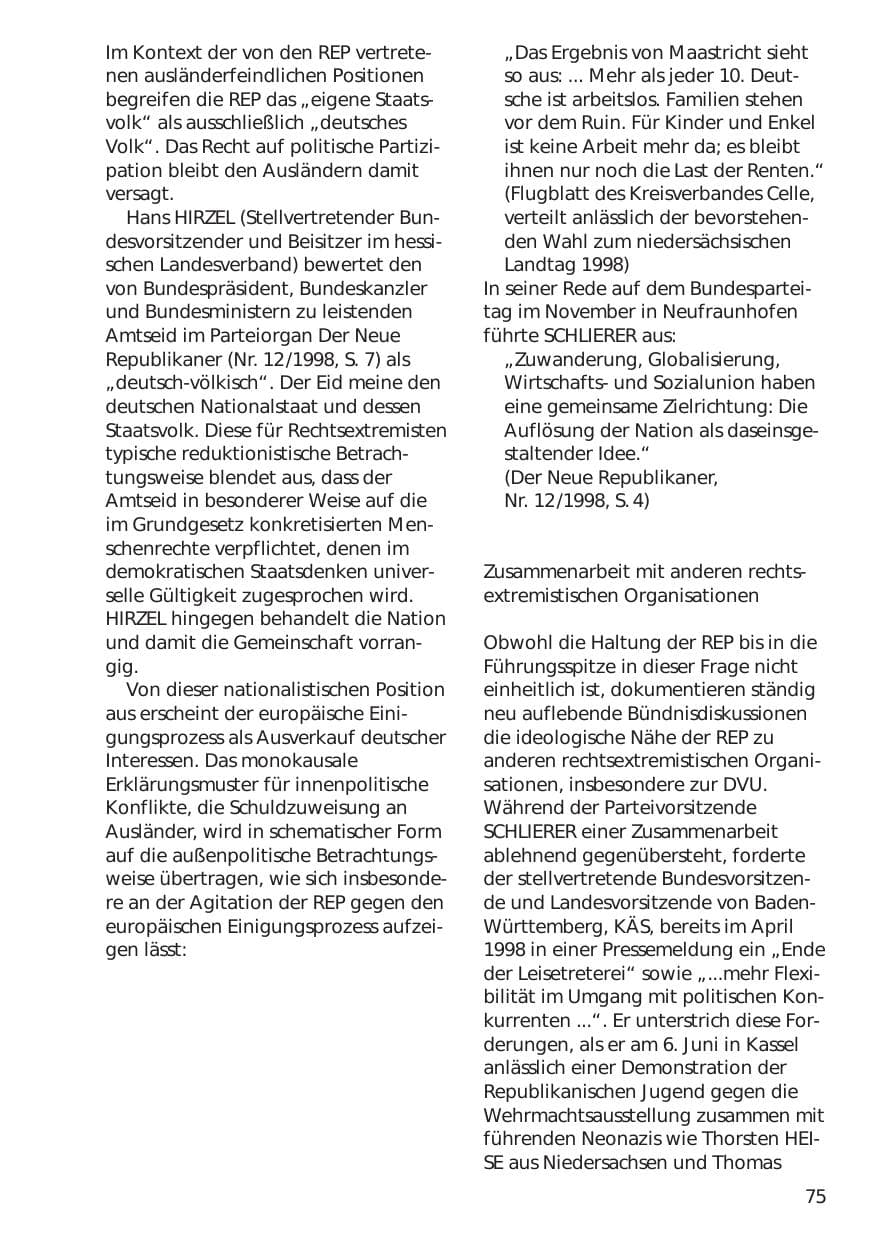 Seite 75 des Verfassungsschutzbericht 1998 Niedersachsen