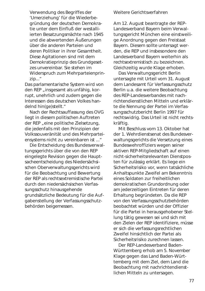 Seite 77 des Verfassungsschutzbericht 1998 Niedersachsen