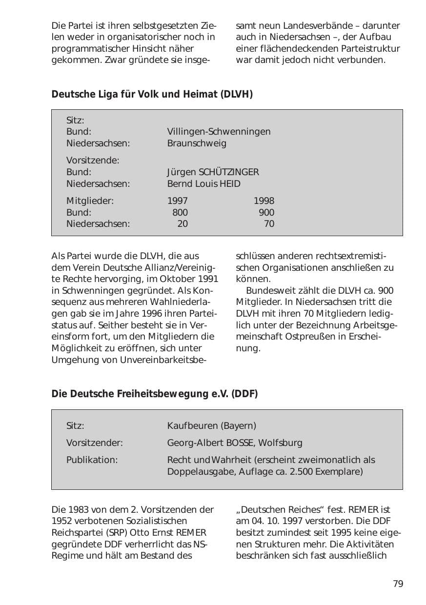 Seite 79 des Verfassungsschutzbericht 1998 Niedersachsen
