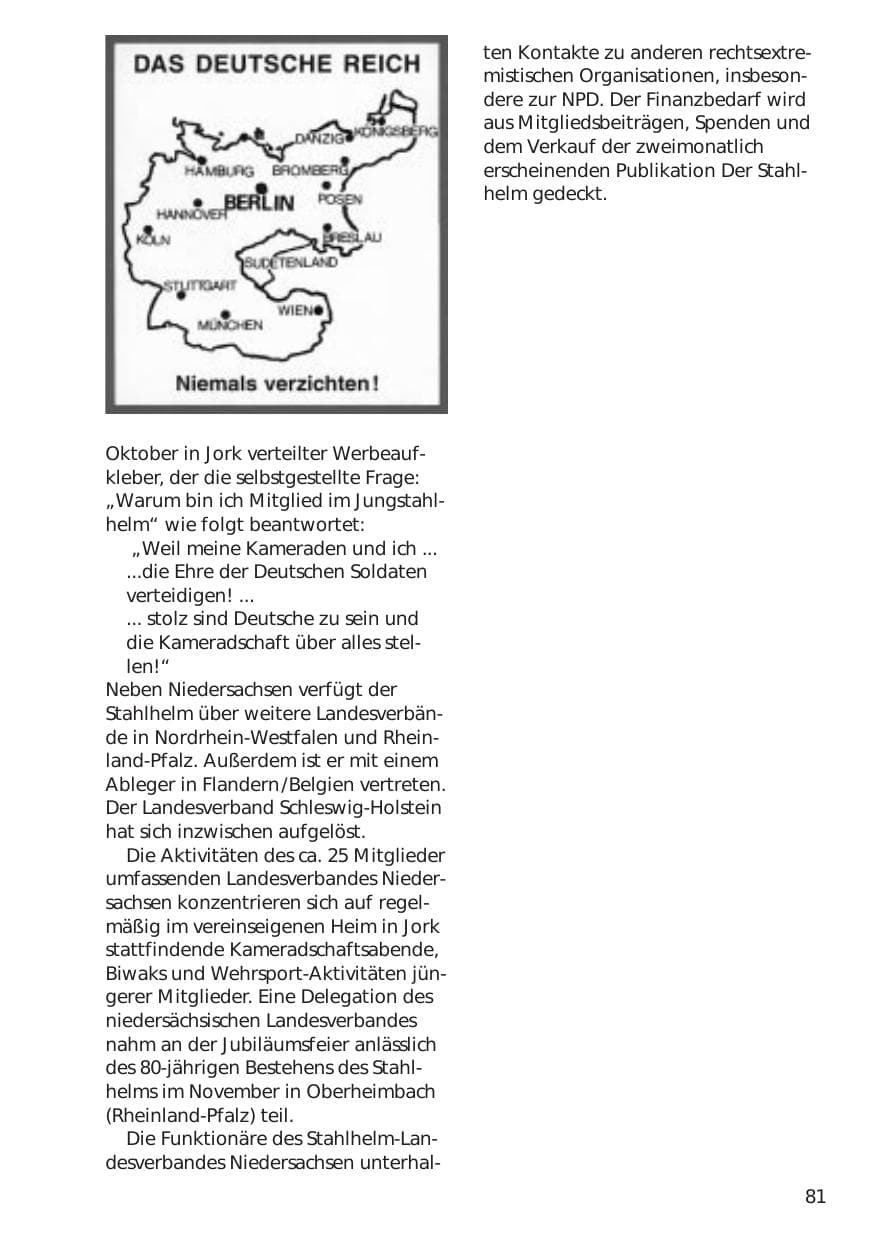 Seite 81 des Verfassungsschutzbericht 1998 Niedersachsen