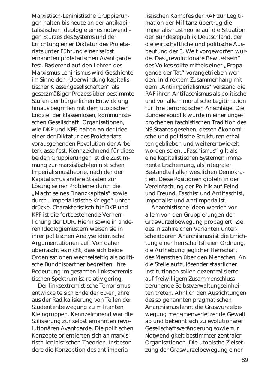 Seite 89 des Verfassungsschutzbericht 1998 Niedersachsen