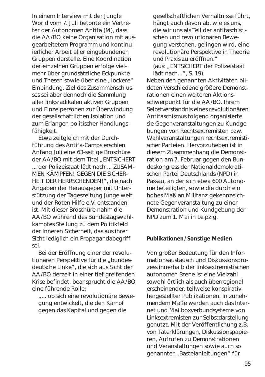 Seite 95 des Verfassungsschutzbericht 1998 Niedersachsen