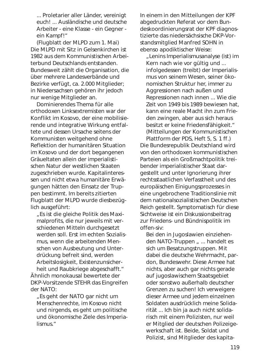 Seite 119 des Verfassungsschutzbericht 1999 Niedersachsen
