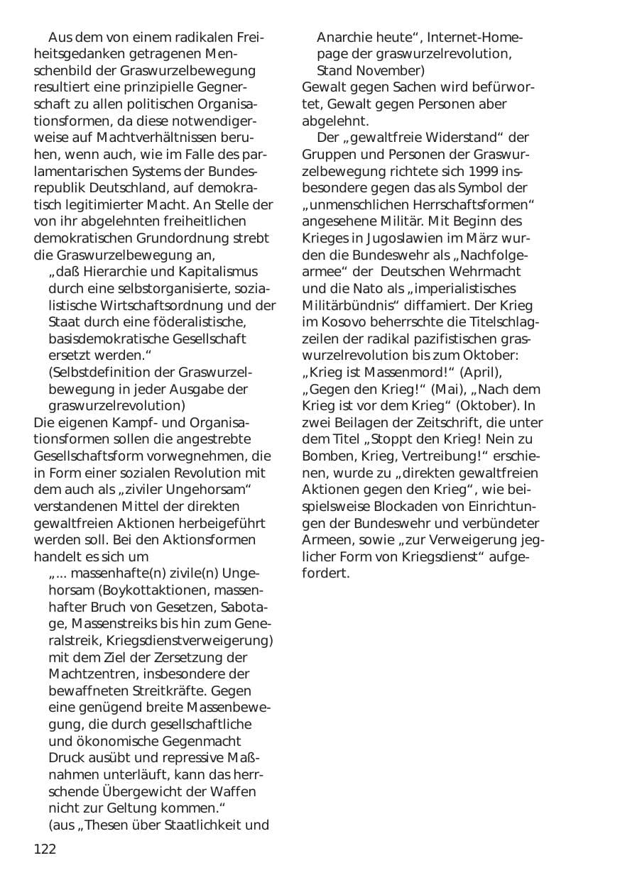 Seite 122 des Verfassungsschutzbericht 1999 Niedersachsen