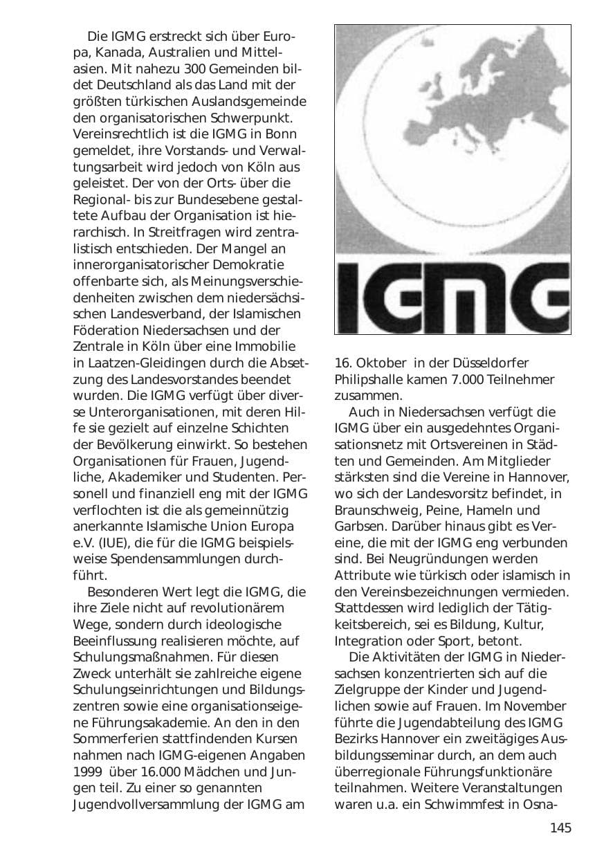 Seite 145 des Verfassungsschutzbericht 1999 Niedersachsen