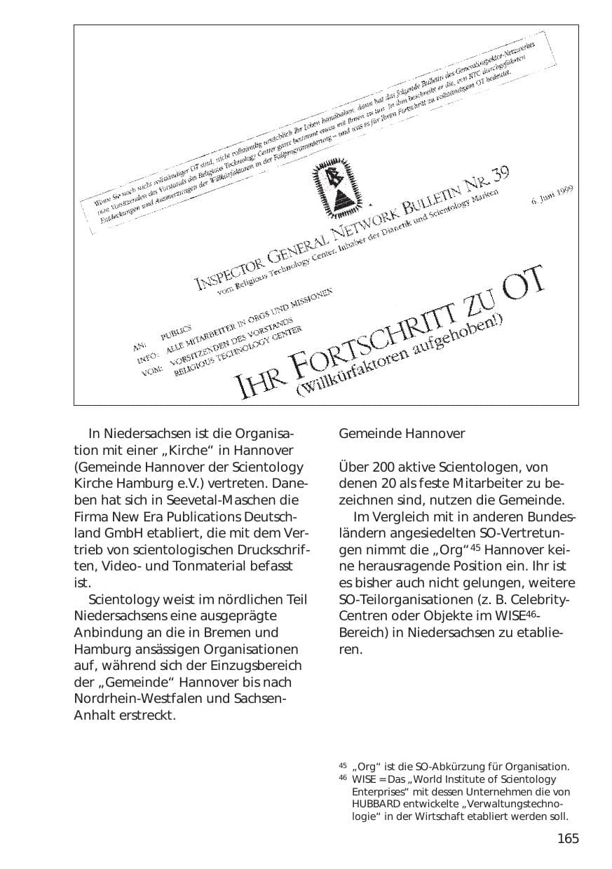 Seite 165 des Verfassungsschutzbericht 1999 Niedersachsen