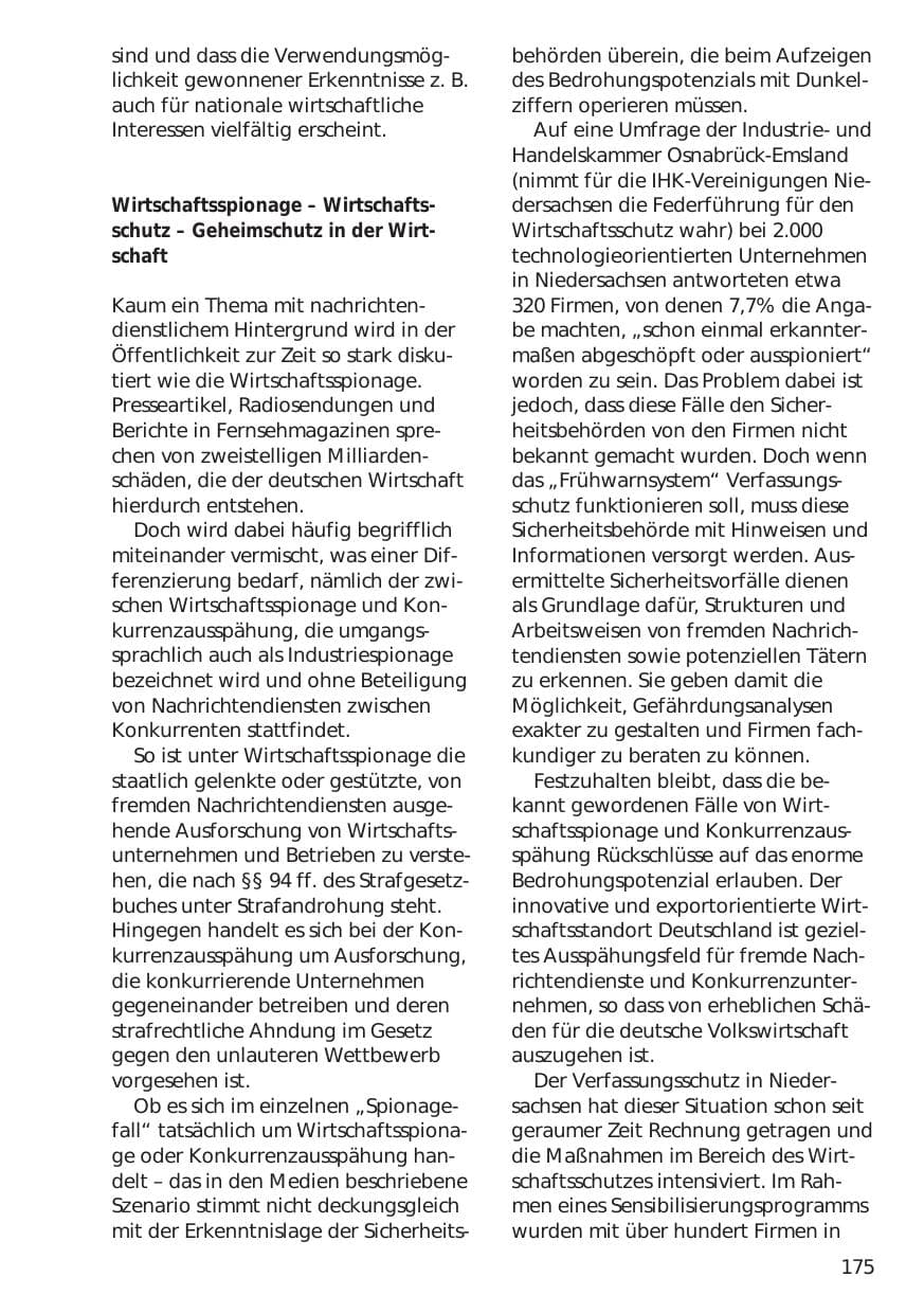 Seite 175 des Verfassungsschutzbericht 1999 Niedersachsen