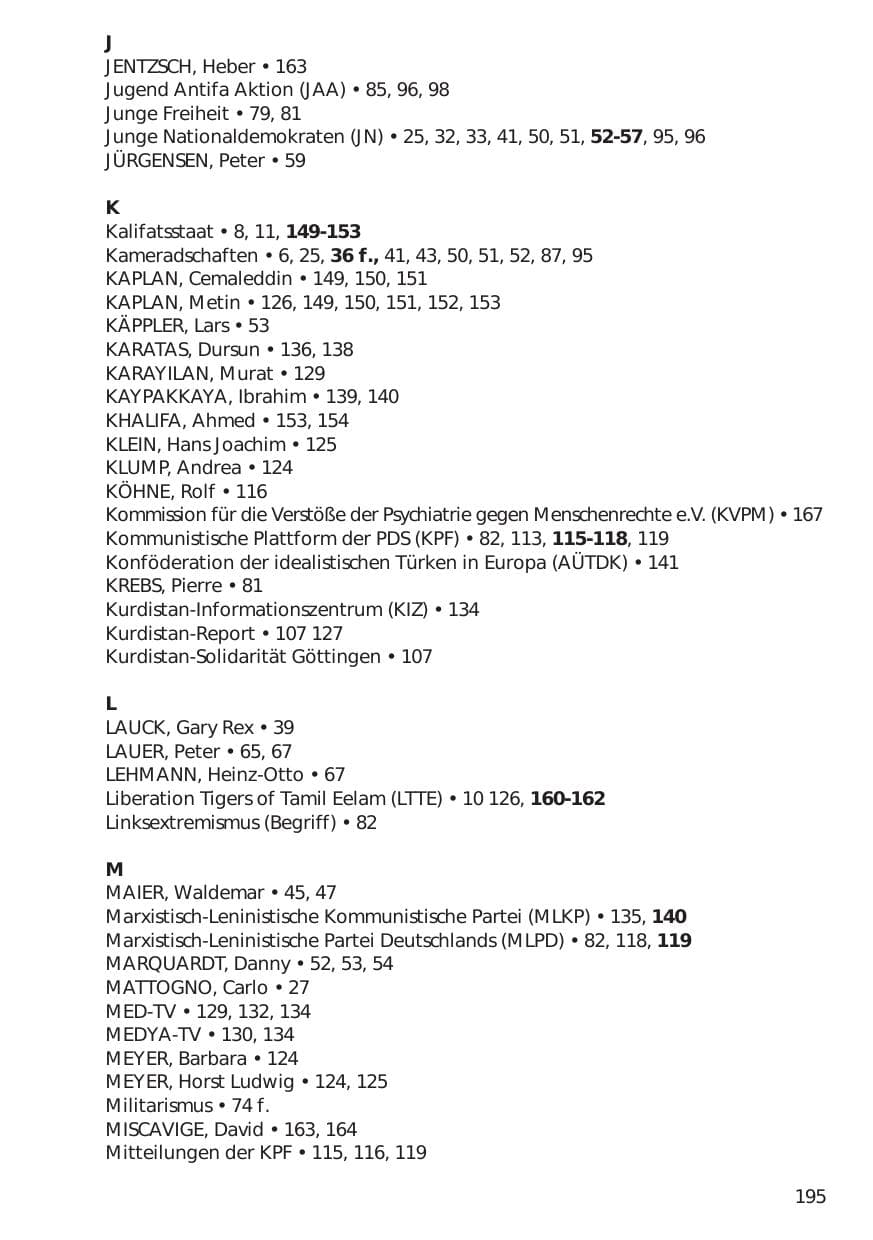 Seite 195 des Verfassungsschutzbericht 1999 Niedersachsen