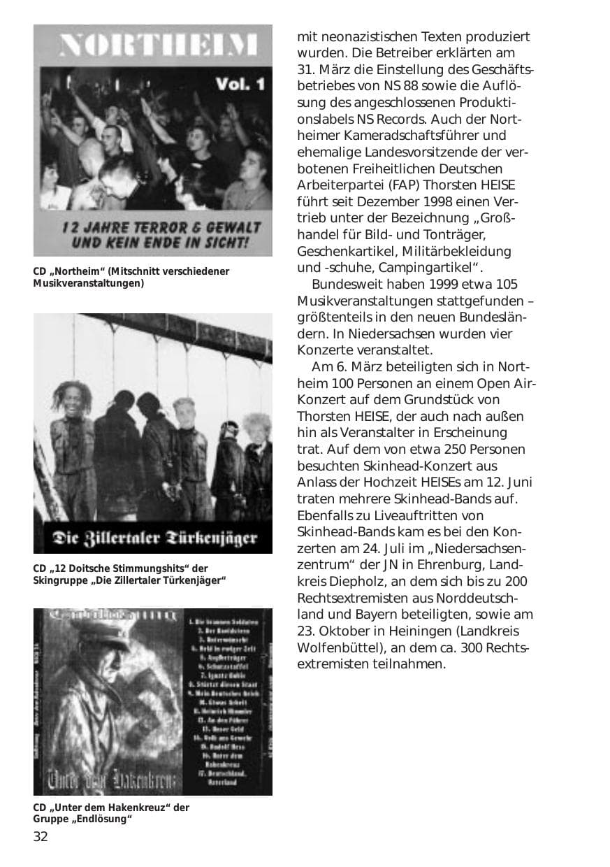 Seite 32 des Verfassungsschutzbericht 1999 Niedersachsen