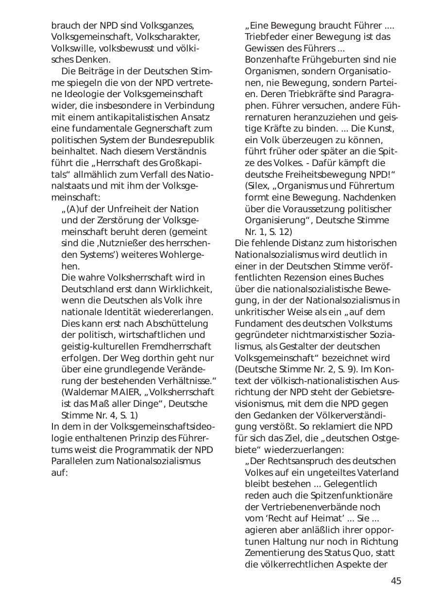 Seite 45 des Verfassungsschutzbericht 1999 Niedersachsen