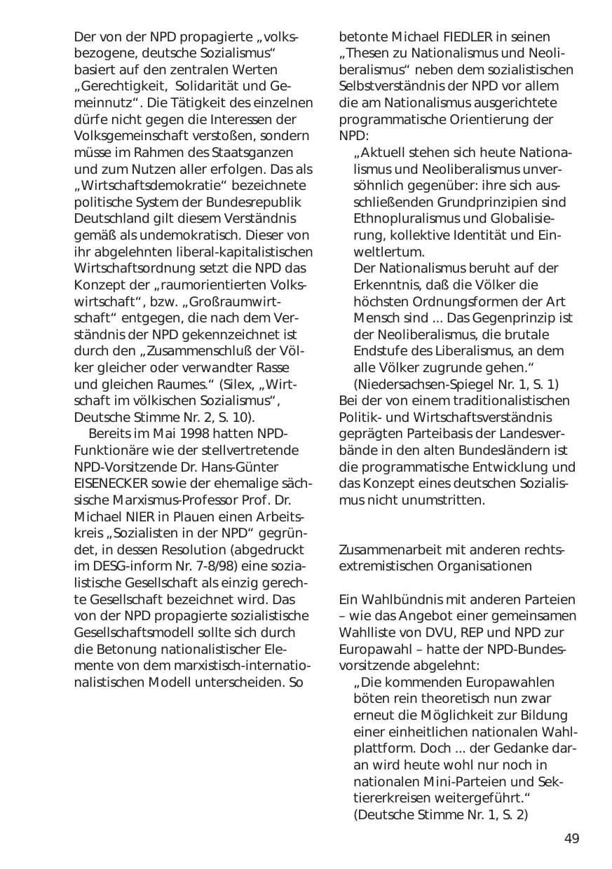 Seite 49 des Verfassungsschutzbericht 1999 Niedersachsen