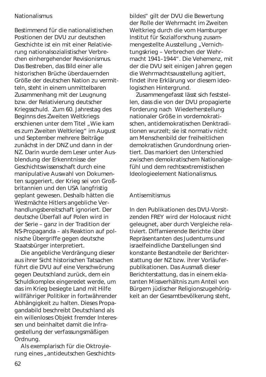 Seite 62 des Verfassungsschutzbericht 1999 Niedersachsen