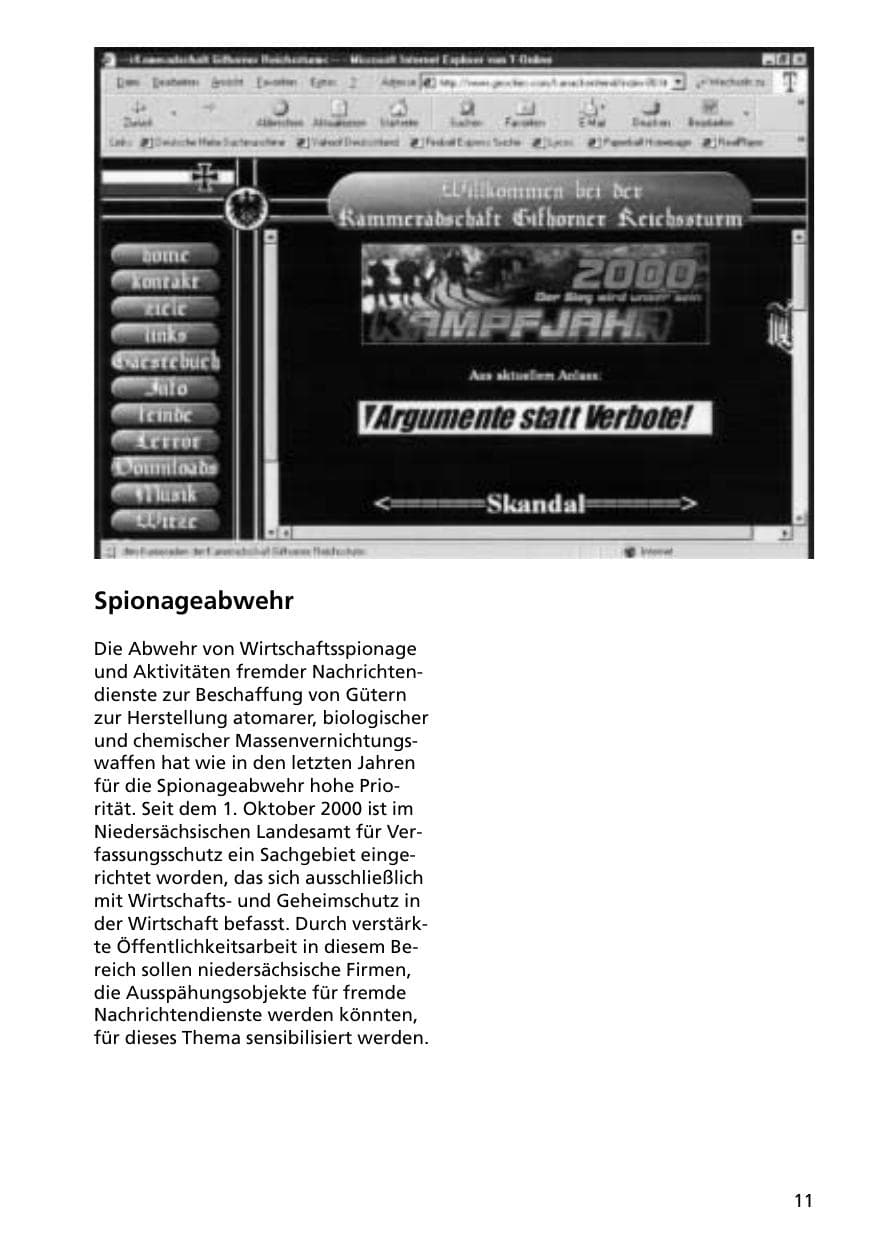 Seite 11 des Verfassungsschutzbericht 2000 Niedersachsen