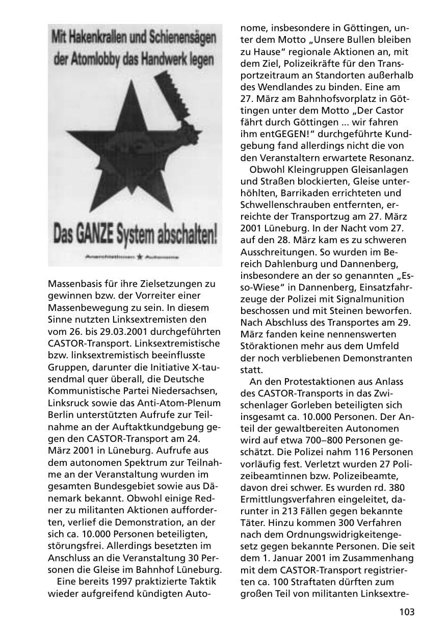 Seite 103 des Verfassungsschutzbericht 2000 Niedersachsen