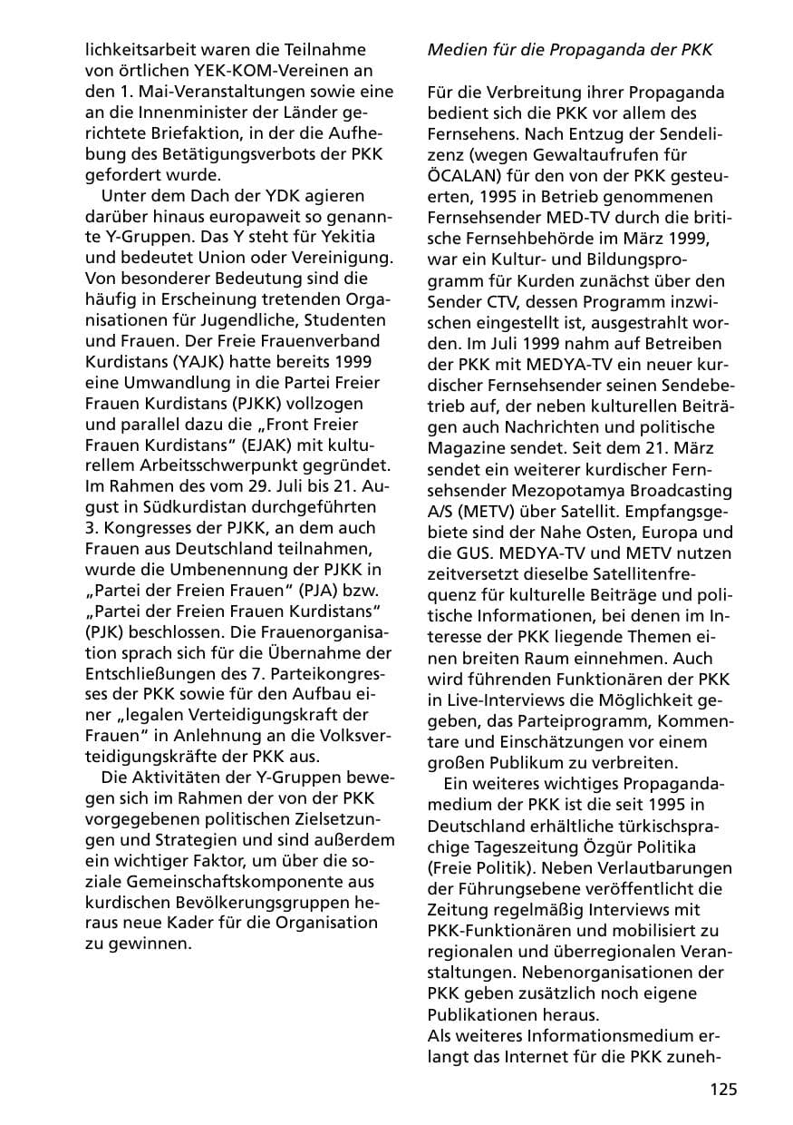 Seite 125 des Verfassungsschutzbericht 2000 Niedersachsen