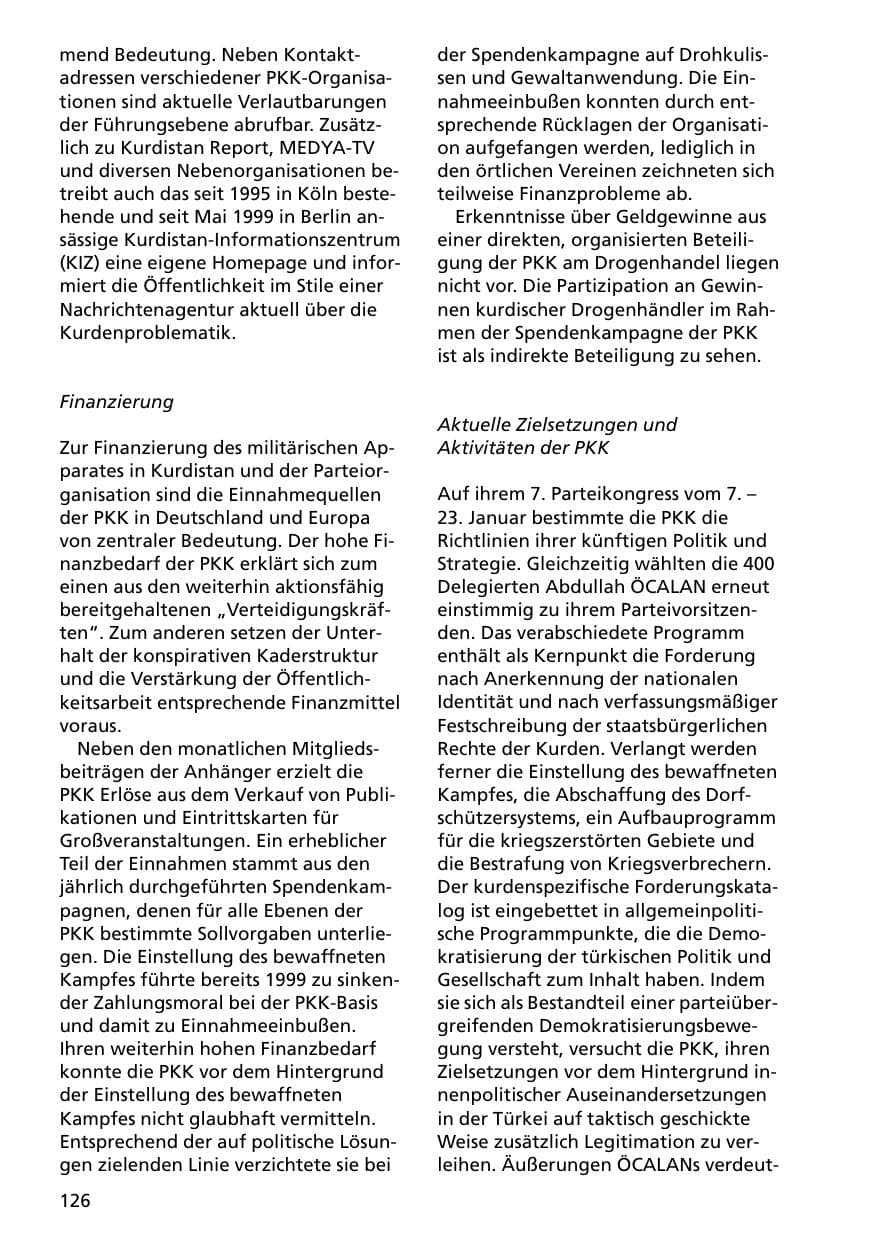 Seite 126 des Verfassungsschutzbericht 2000 Niedersachsen