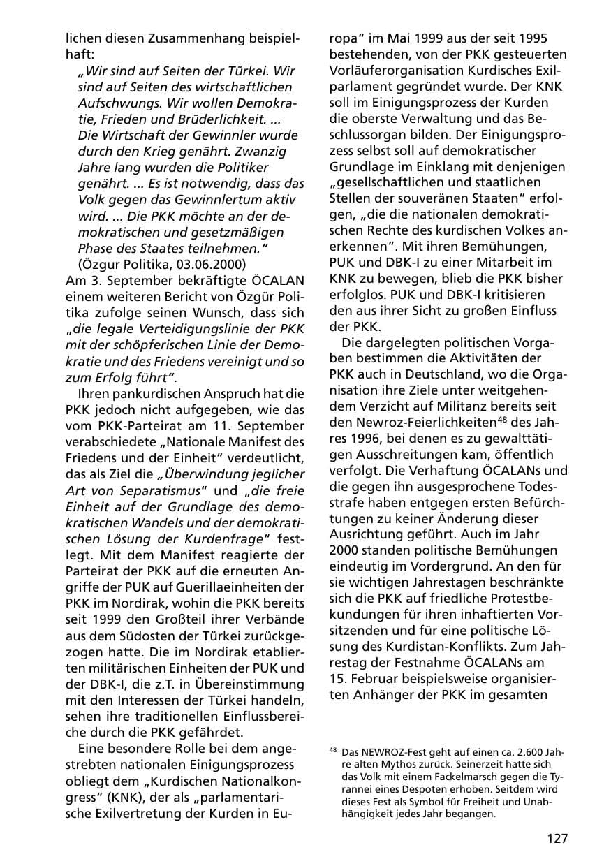Seite 127 des Verfassungsschutzbericht 2000 Niedersachsen