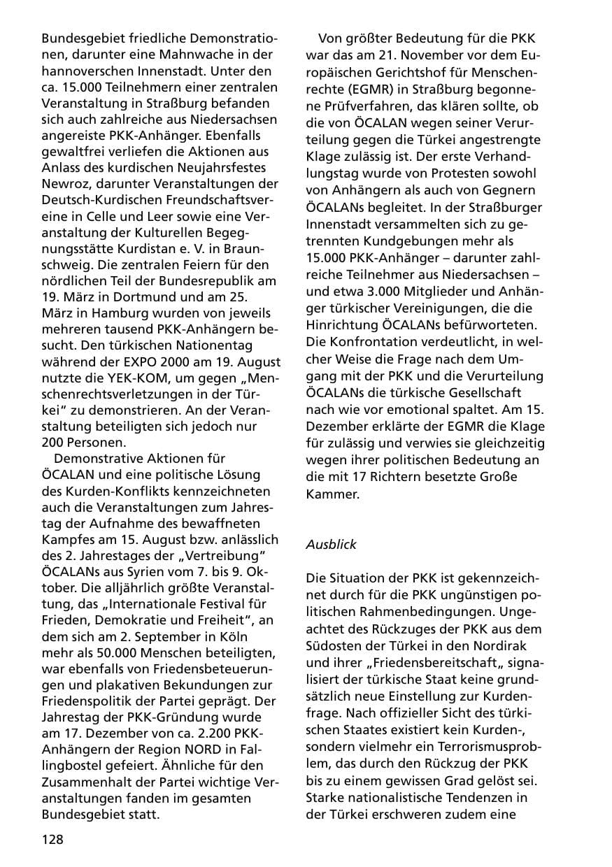 Seite 128 des Verfassungsschutzbericht 2000 Niedersachsen