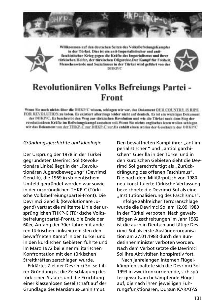 Seite 131 des Verfassungsschutzbericht 2000 Niedersachsen