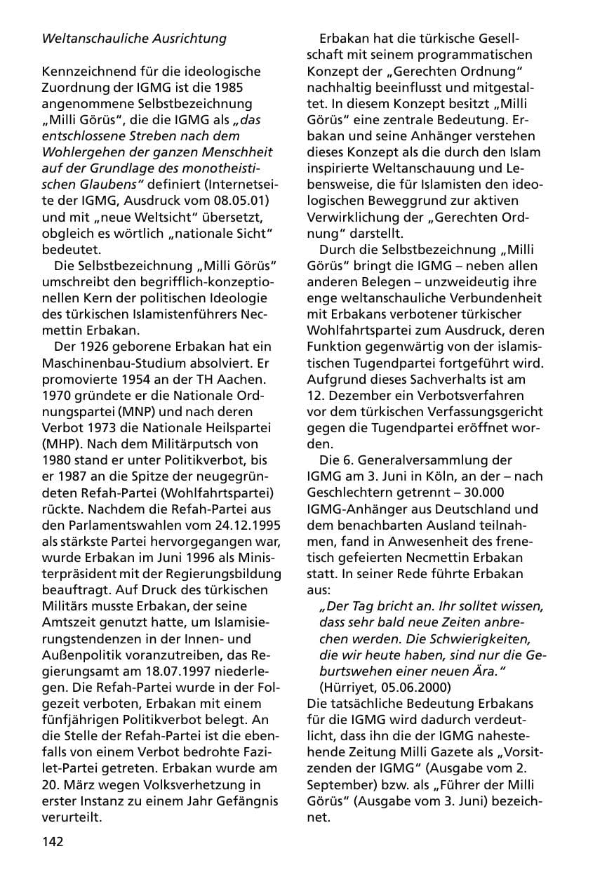 Seite 142 des Verfassungsschutzbericht 2000 Niedersachsen