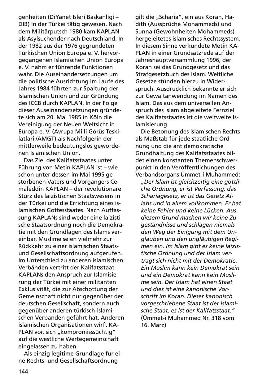 Seite 144 des Verfassungsschutzbericht 2000 Niedersachsen