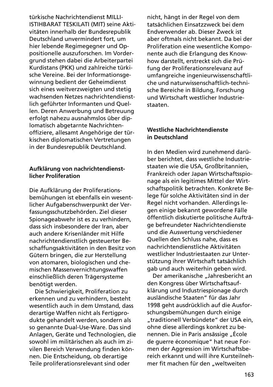 Seite 163 des Verfassungsschutzbericht 2000 Niedersachsen