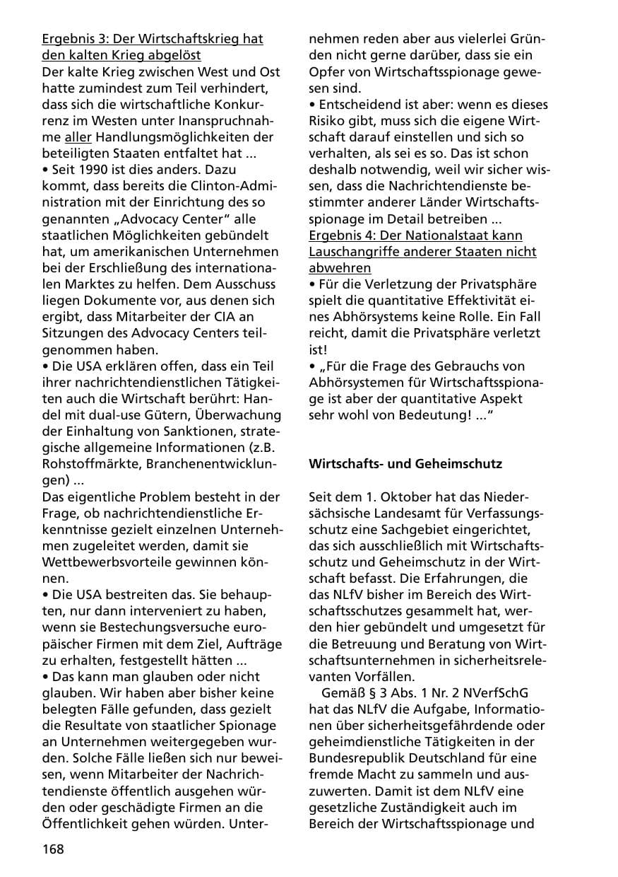 Seite 168 des Verfassungsschutzbericht 2000 Niedersachsen