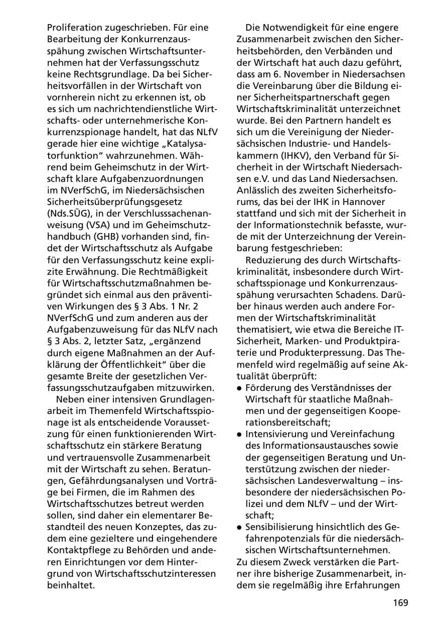Seite 169 des Verfassungsschutzbericht 2000 Niedersachsen