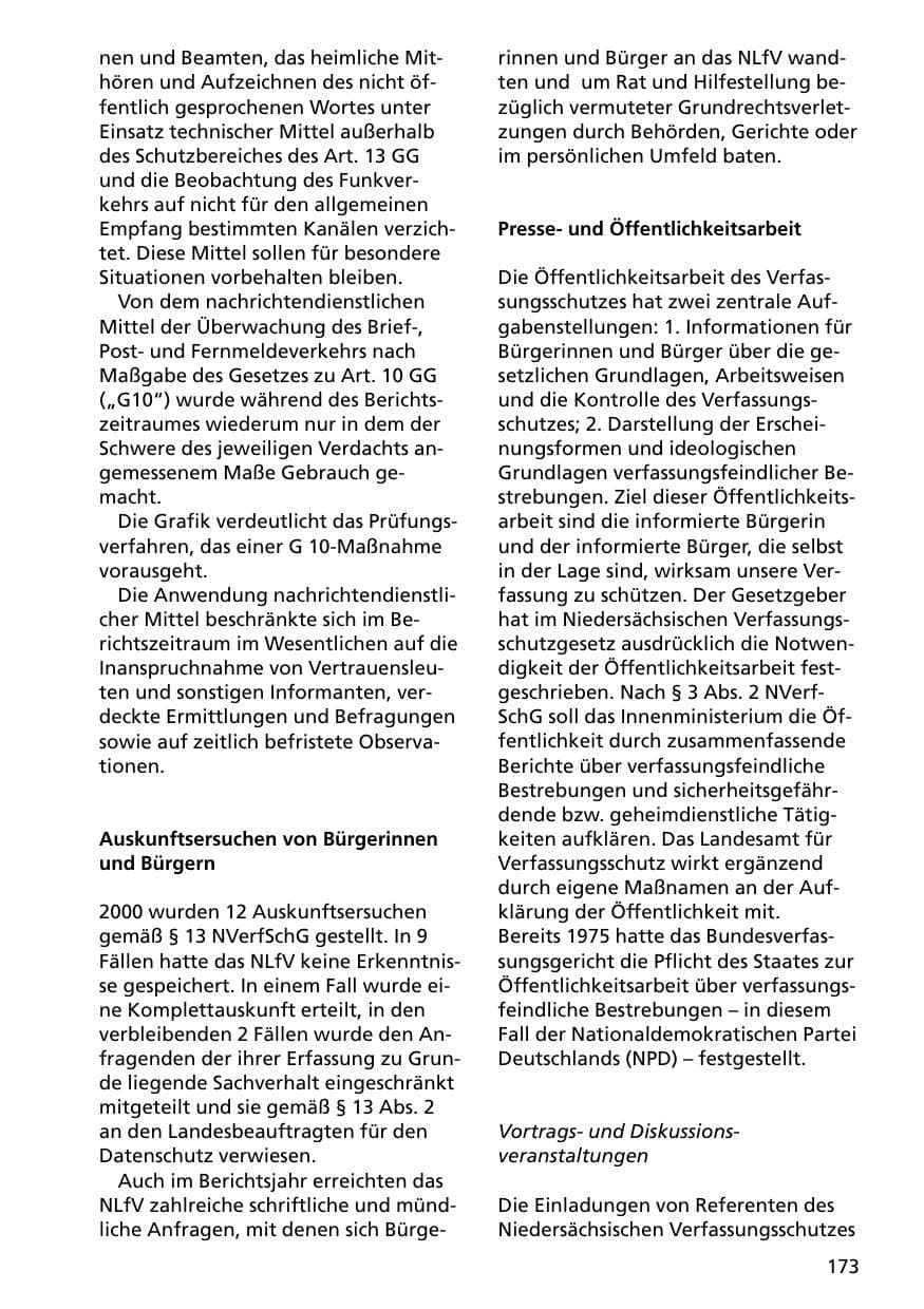 Seite 173 des Verfassungsschutzbericht 2000 Niedersachsen