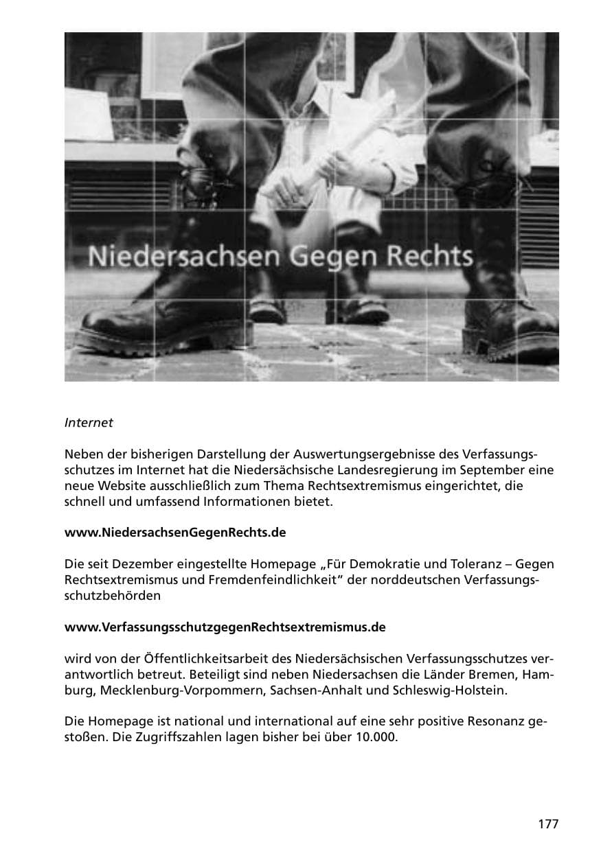 Seite 177 des Verfassungsschutzbericht 2000 Niedersachsen