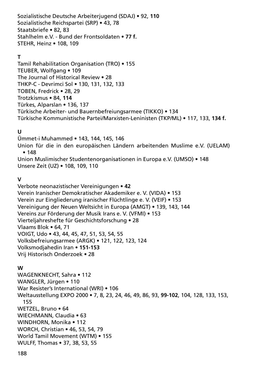 Seite 188 des Verfassungsschutzbericht 2000 Niedersachsen