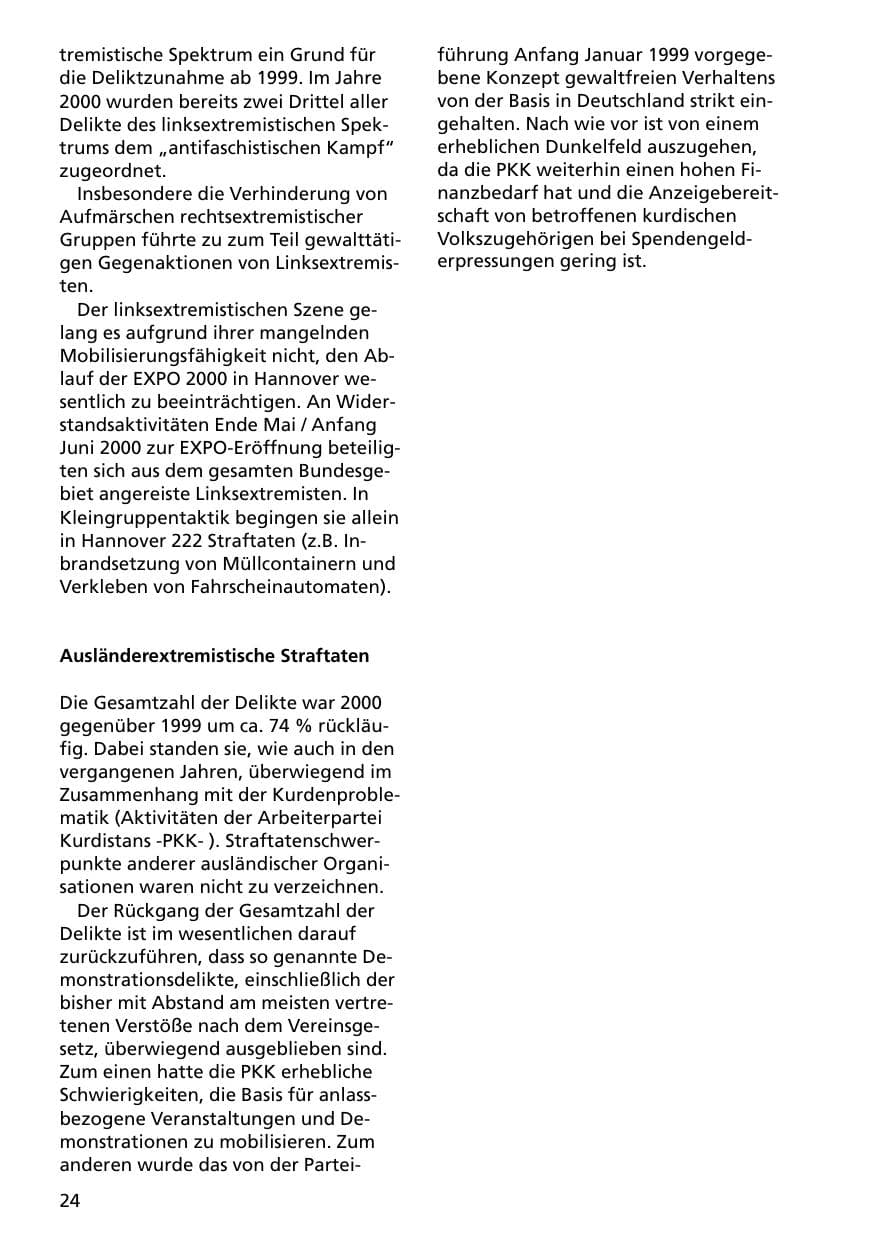 Seite 24 des Verfassungsschutzbericht 2000 Niedersachsen