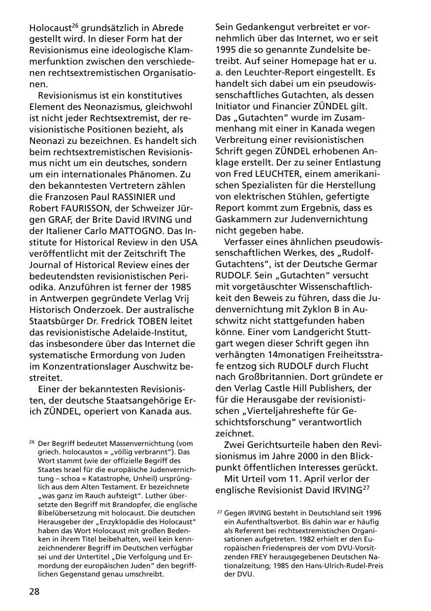 Seite 28 des Verfassungsschutzbericht 2000 Niedersachsen