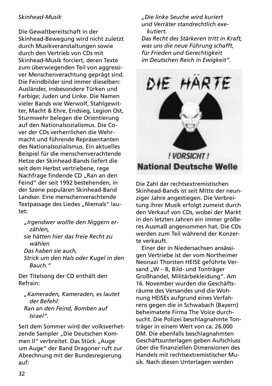 Seite 32 des Verfassungsschutzbericht 2000 Niedersachsen