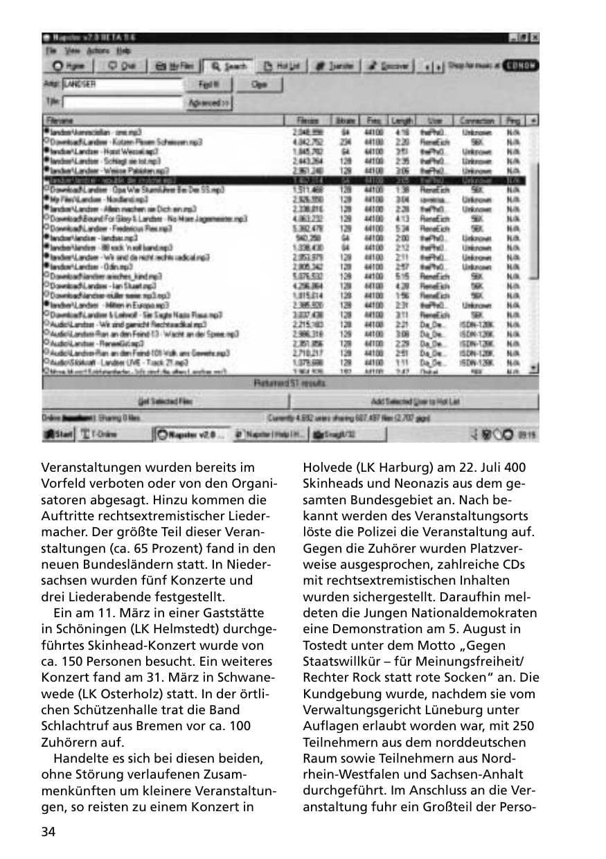 Seite 34 des Verfassungsschutzbericht 2000 Niedersachsen