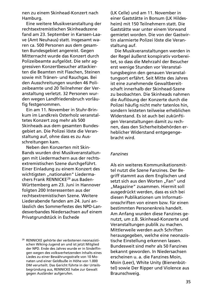Seite 35 des Verfassungsschutzbericht 2000 Niedersachsen