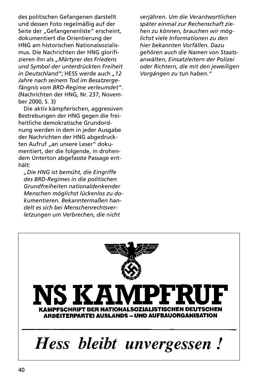 Seite 40 des Verfassungsschutzbericht 2000 Niedersachsen
