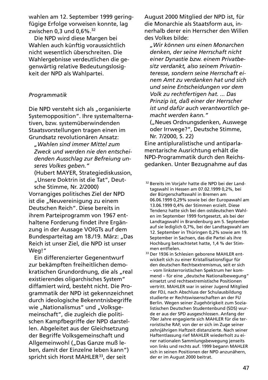 Seite 47 des Verfassungsschutzbericht 2000 Niedersachsen