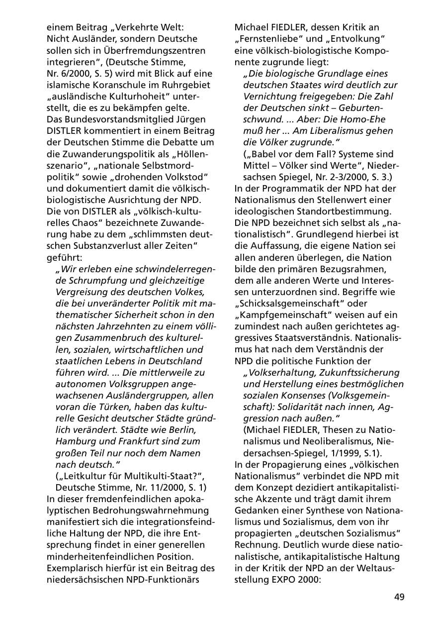 Seite 49 des Verfassungsschutzbericht 2000 Niedersachsen