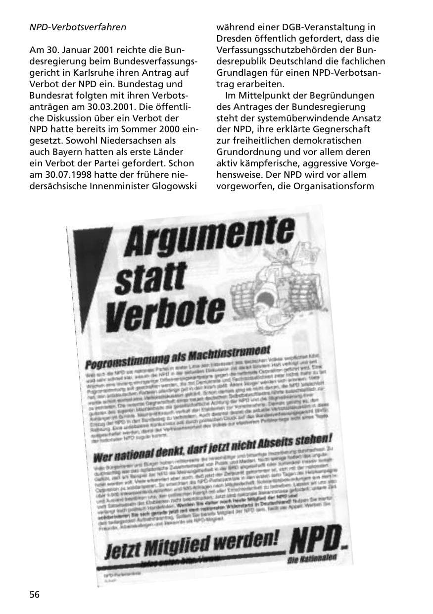 Seite 56 des Verfassungsschutzbericht 2000 Niedersachsen