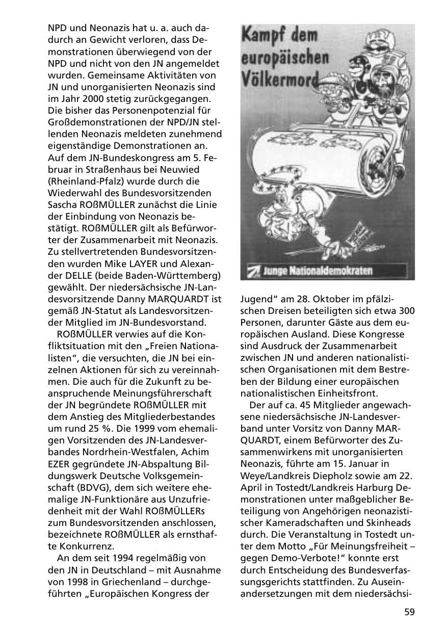 Seite 59 des Verfassungsschutzbericht 2000 Niedersachsen
